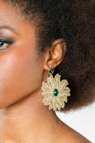 Pendientes Flor Grande y Swarovski Esmeralda - CarmenDauta