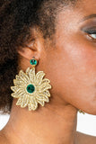 Pendientes Flor Grande y Swarovski Esmeralda - CarmenDauta