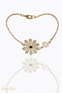 Pulsera con Rosetón negro y perla - CarmenDauta